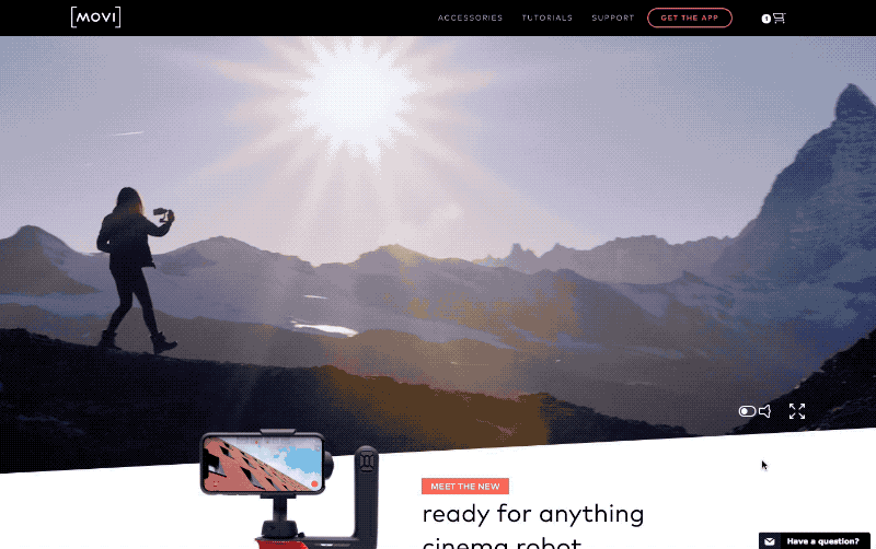 Animated GoMovi site header of two friends filming themselves with Movi, over the tagline ready for anything